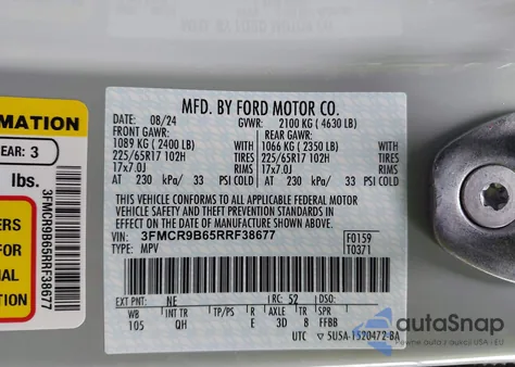 2024 Ford Bronco Sport Big Bend from USA, damaged, VIN 3FMCR9B65RRF38677